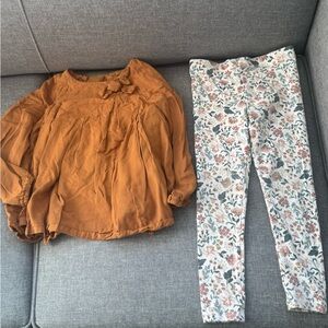 Tahari Brown Blouse and Floral Pants Set-3T